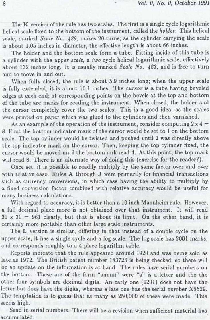 The Otis King Slide Rule - Journal of the Oughtred Society Vol 0 No. 0 page 8